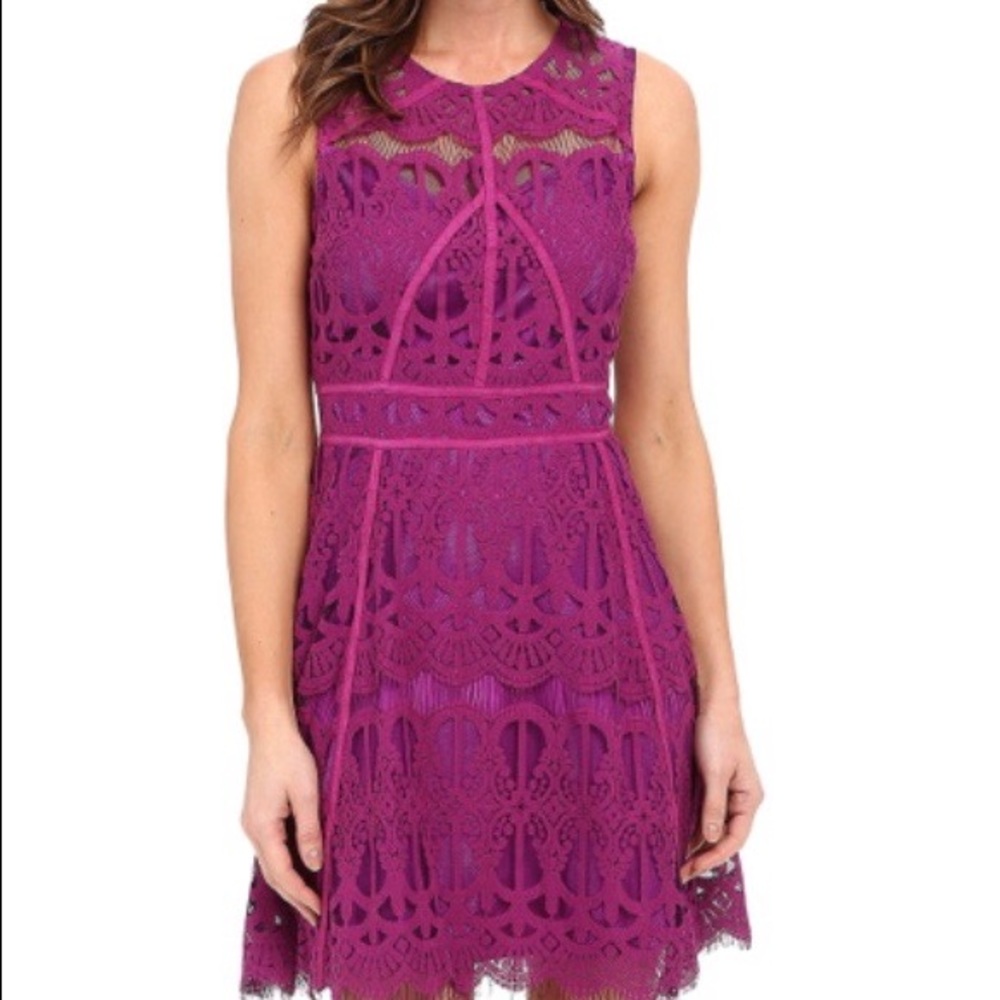 Purple lace A-line dress